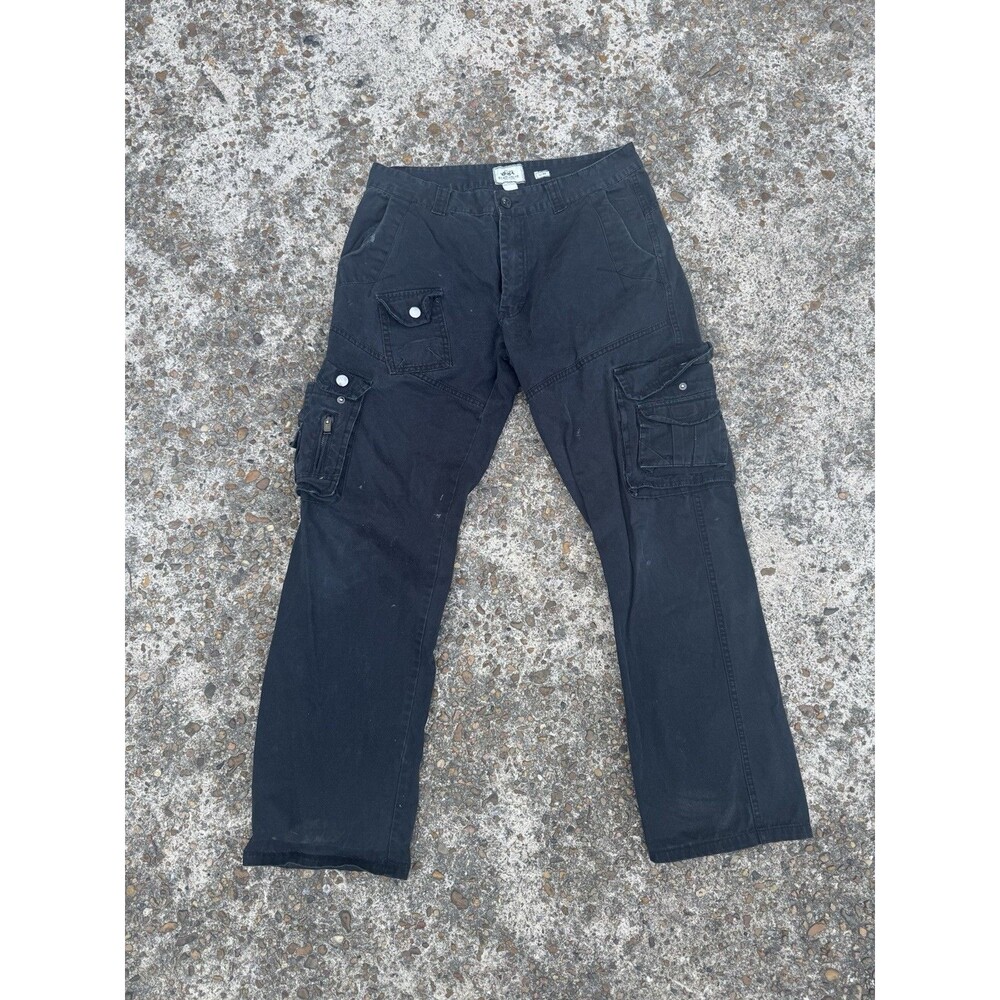 Vintage Ecko Pants Men Sz 34 Cargo Paratrooper Black Y2K Utility Multipocket